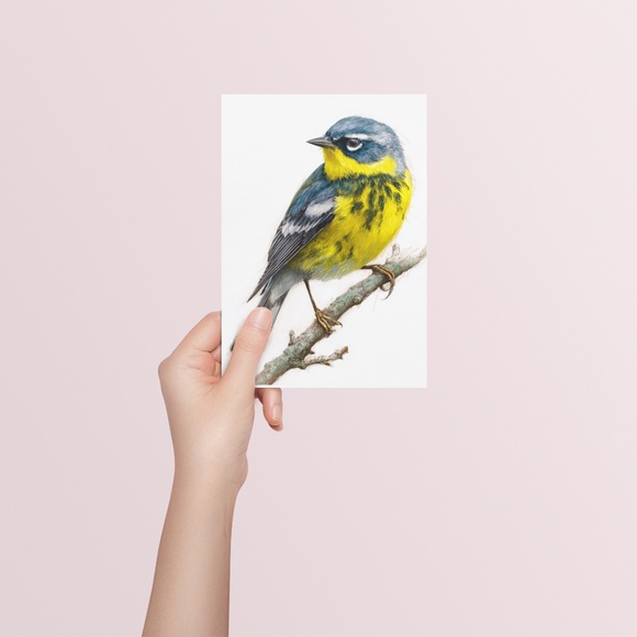 Watercolor Magnolia Warbler Bird Portrait Wall Art Print Poster , Unframed - Picture 5 of 7